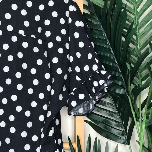 SOLD Zara Navy Dot Print Boxy Crop Shirt Top XS - Picture 10 of 11